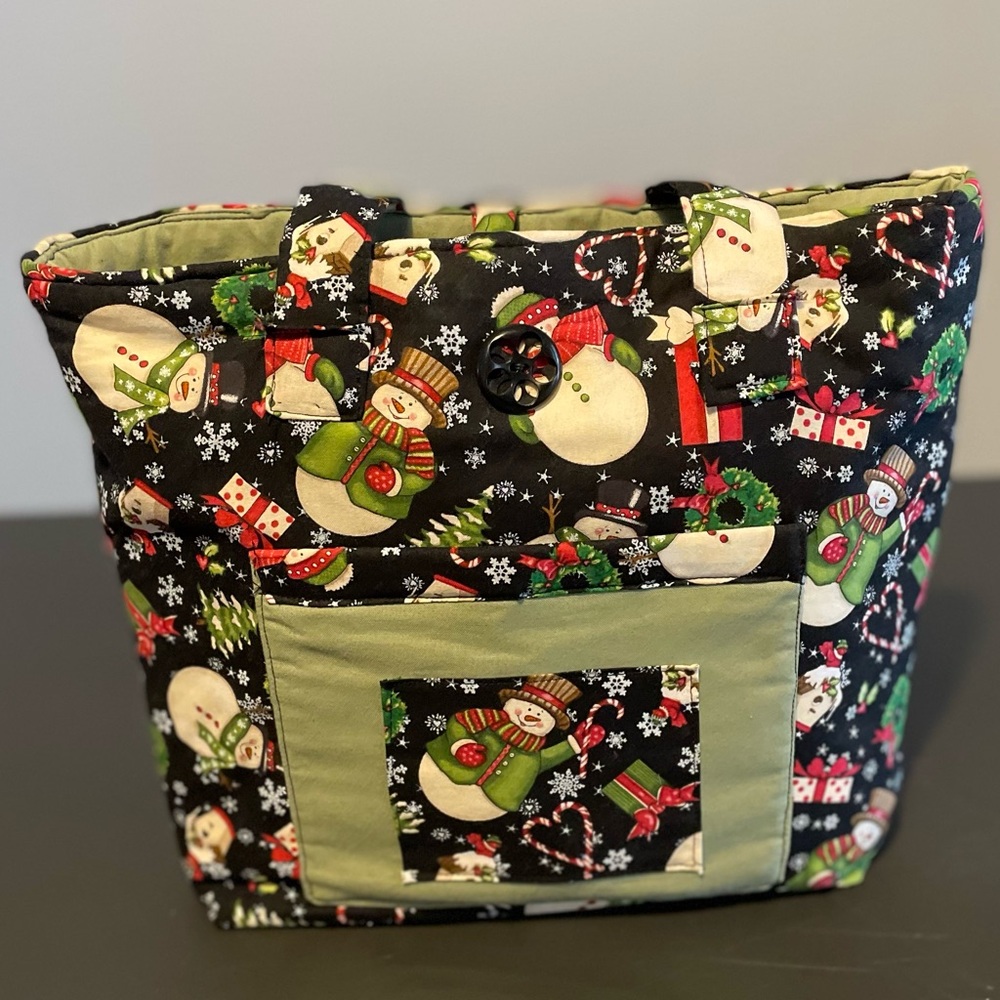 Homemade Christmas Snowman Purse/Tote Bag